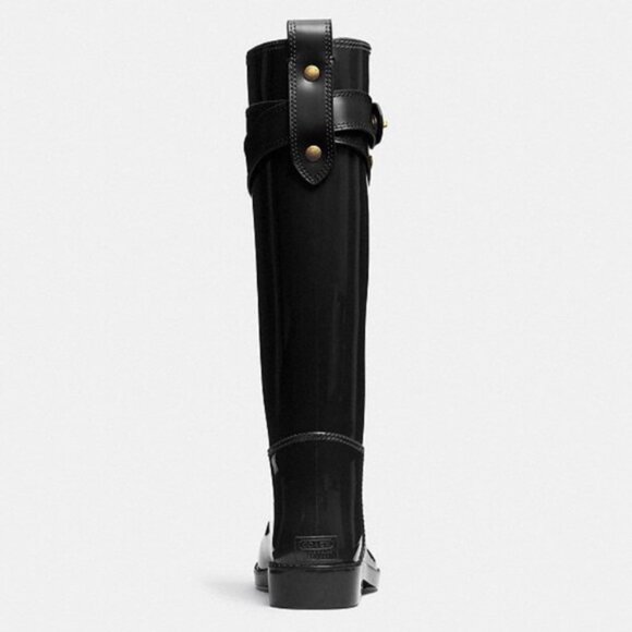 New Coach Talia Knee-high Tall Black and Gold Boots Size 7 - Picture 7 of 8